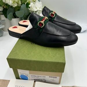 Women’s Gucci web stripe Princetown leather mules size 39.5 made in Italy